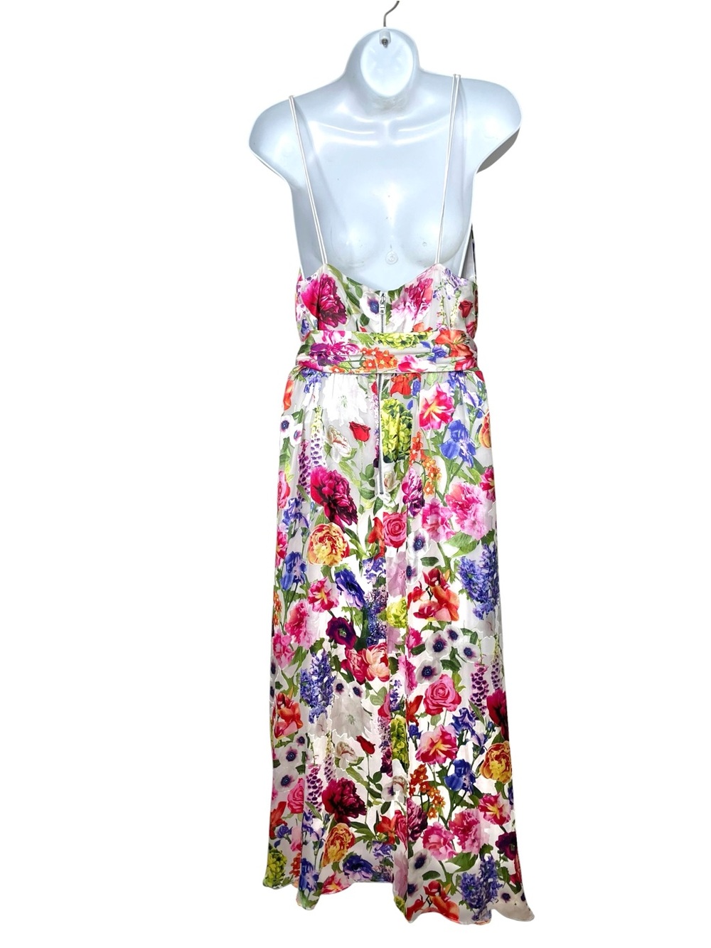 Alice + Olivia White Floral Midi Slip Dress with Multicolor Bouquet - Picture 5 of 13